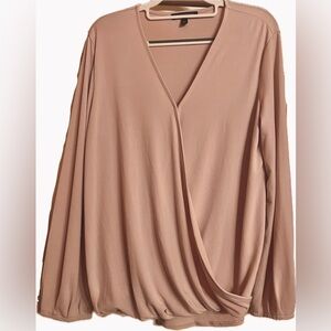 Banana Republic Blush Surplice Wrap Blouse Long Sleeve Top (Med)
